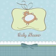 baby shower card with teddy bear toy N42