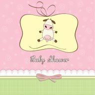 new baby girl announcement card with cow N18