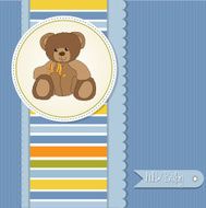 baby boy announcement card with teddy bear