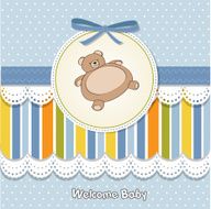 baby shower card with teddy bear toy N43