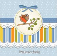 welcome baby card with funny little bird N10