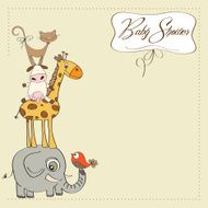 baby shower card with funny pyramid of animals N2