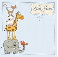 baby shower card with funny pyramid of animals N4