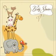 baby shower card with funny pyramid of animals N5