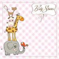 baby shower card with funny pyramid of animals N6