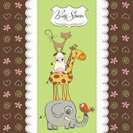 baby shower card with funny pyramid of animals N8