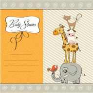 baby shower card with funny pyramid of animals N9