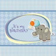 baby boy birthday card with elephant N2