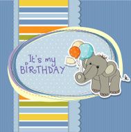 baby boy birthday card with elephant N3