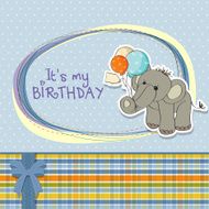 baby boy birthday card with elephant N5