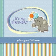 baby boy birthday card with elephant N8