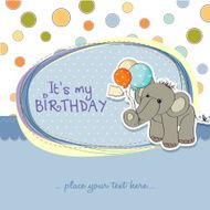 baby boy birthday card with elephant N9
