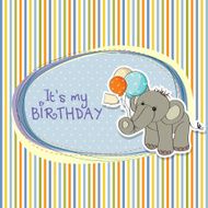 baby boy birthday card with elephant N10