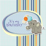baby boy birthday card with elephant N11