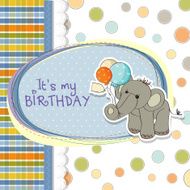 baby boy birthday card with elephant N15