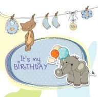 baby boy birthday card with elephant N16