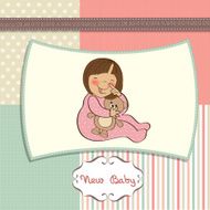 little baby girl with her teddy bear toy N2