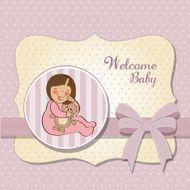 little baby girl with her teddy bear toy N3