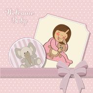 little baby girl with her teddy bear toy N5