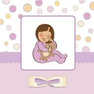 little baby girl with her teddy bear toy N6