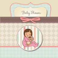 little baby girl with her teddy bear toy N7
