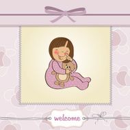 little baby girl with her teddy bear toy N8