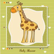 new baby announcement card with giraffe N28