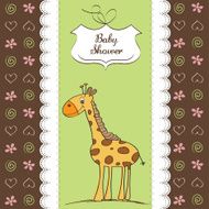 new baby announcement card with giraffe N30