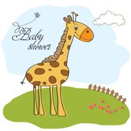 new baby announcement card with giraffe N31