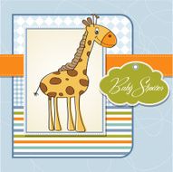 new baby announcement card with giraffe N32