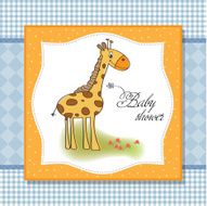 new baby announcement card with giraffe N35