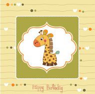 birthday card with giraffe toy N3