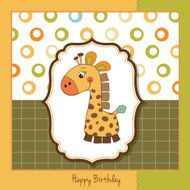 birthday card with giraffe toy N4