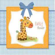 welcome baby card with giraffe N2