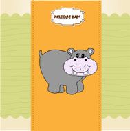 new baby invitation with hippopotamus N2