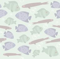 Seamless fishes pattern in pale green colors