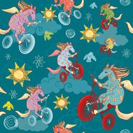 seamless pattern with fantasy horses