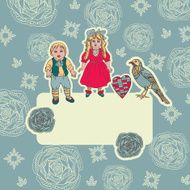 Retro style creative greeting card with vintage toys