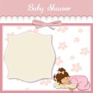 baby shower card with little girl N14