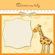 new baby announcement card with giraffe N38