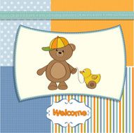 cute greeting card with boy teddy bear