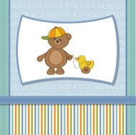 cute greeting card with boy teddy bear N4