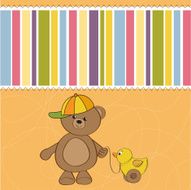 cute greeting card with boy teddy bear N5