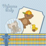 cute greeting card with boy teddy bear N7