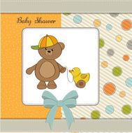 cute greeting card with boy teddy bear N8