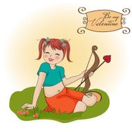 young pretty girl with cupid bow valentine&#039;s day card