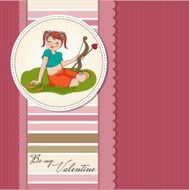 young pretty girl with cupid bow valentine&#039;s day cardy N2