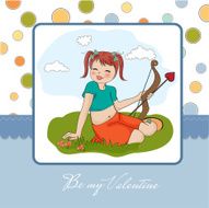 young pretty girl with cupid bow valentine&#039;s day cardy N4