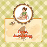 little girl with at her first birthday N7
