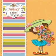 funny girl with a bunch of flowers